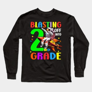 Blasting Off Into 2nd Grade Funny Back To School Boys Kids T-Shirt Long Sleeve T-Shirt